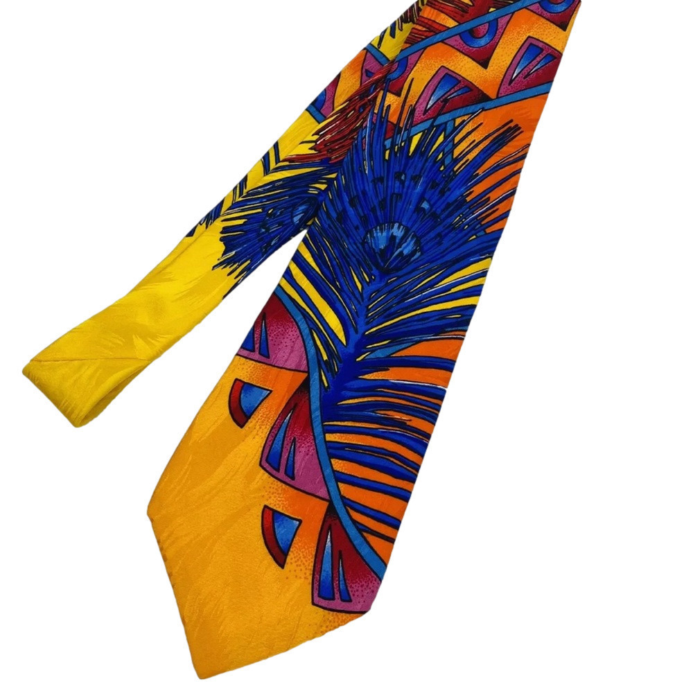 NWOT Rush Limbaugh No Boundaries Collection Tie Bright Peacock Feathers Silk 57”
